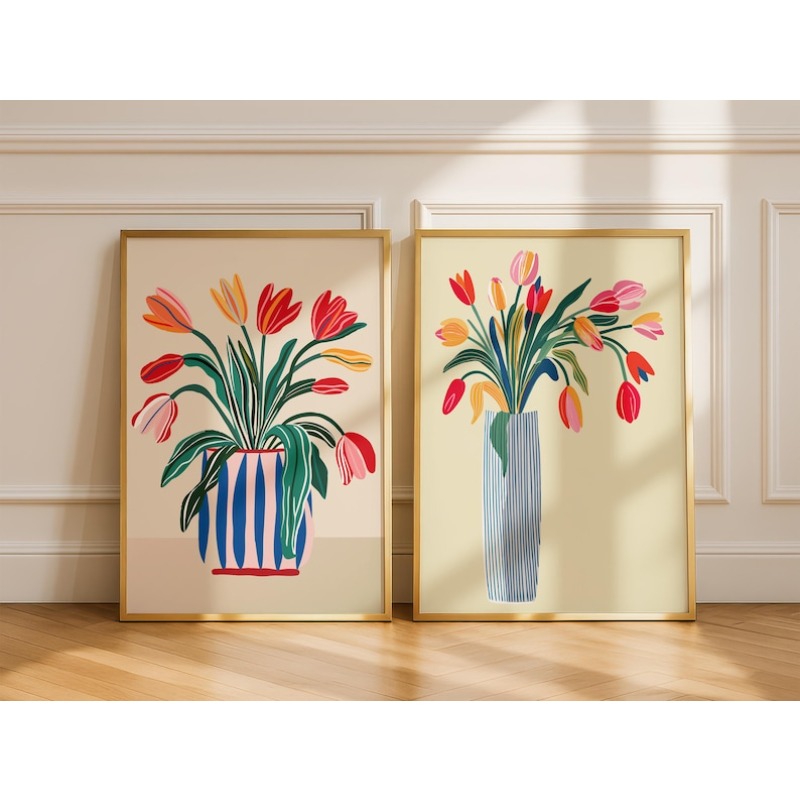 2 Buah Seni Dinding Kanvas Bun - Florist Supply Vases ulasan dan harga